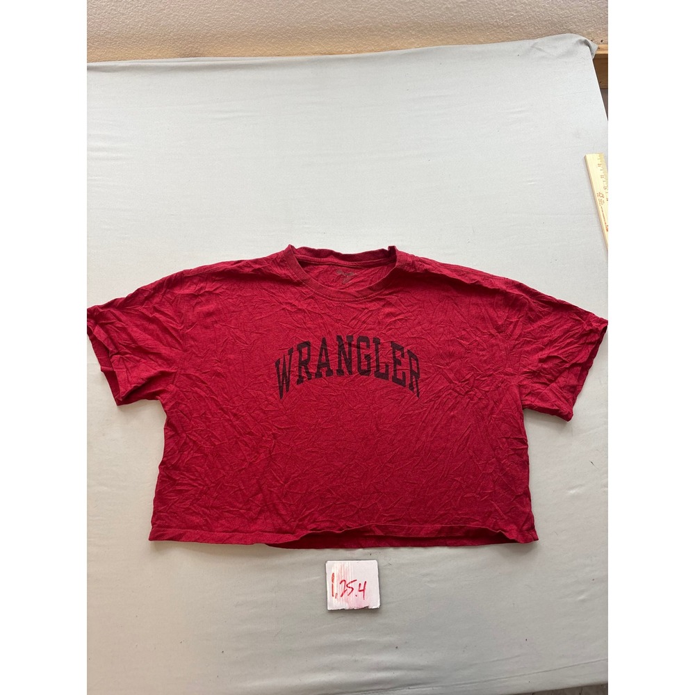 Wrangler Womens Red Graphic Crop Top Short Sleeve Arched Logo Tee XL